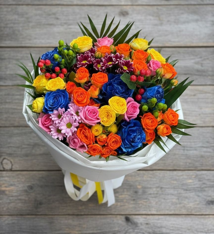 Букет цветов из: Розы и Хризантемы в Губдене