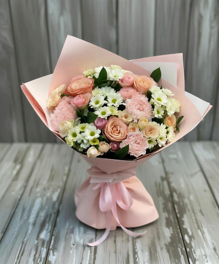 Букет цветов из: Гвоздики, Розы и Хризантемы в Губдене