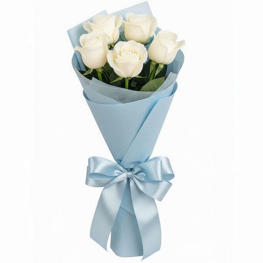 Букет 5 Белых роз Проуд в Губдене