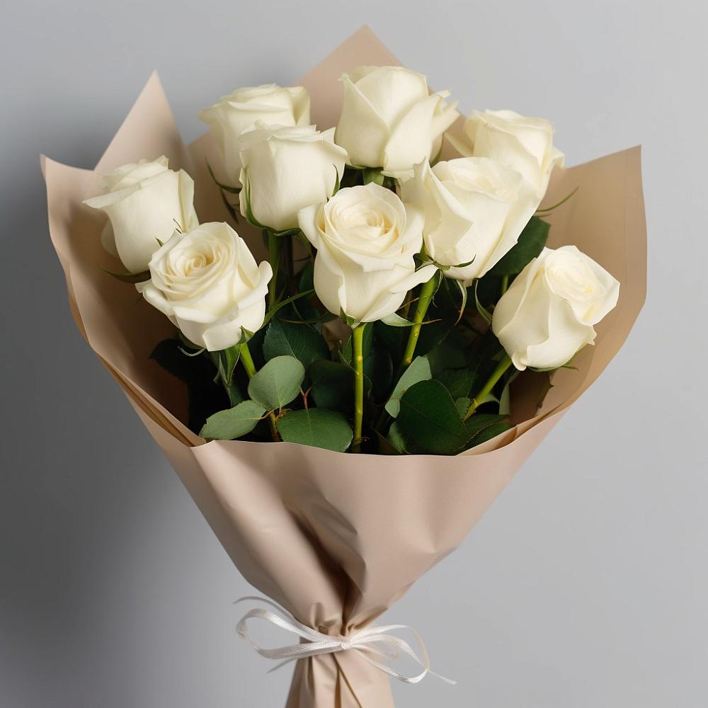 Букет 9 Белых роз Эдлесс Лав в Губдене