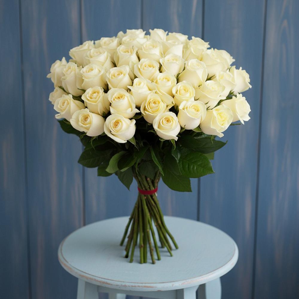 Букет 51 Белая роза Эдлесс Лав в Губдене