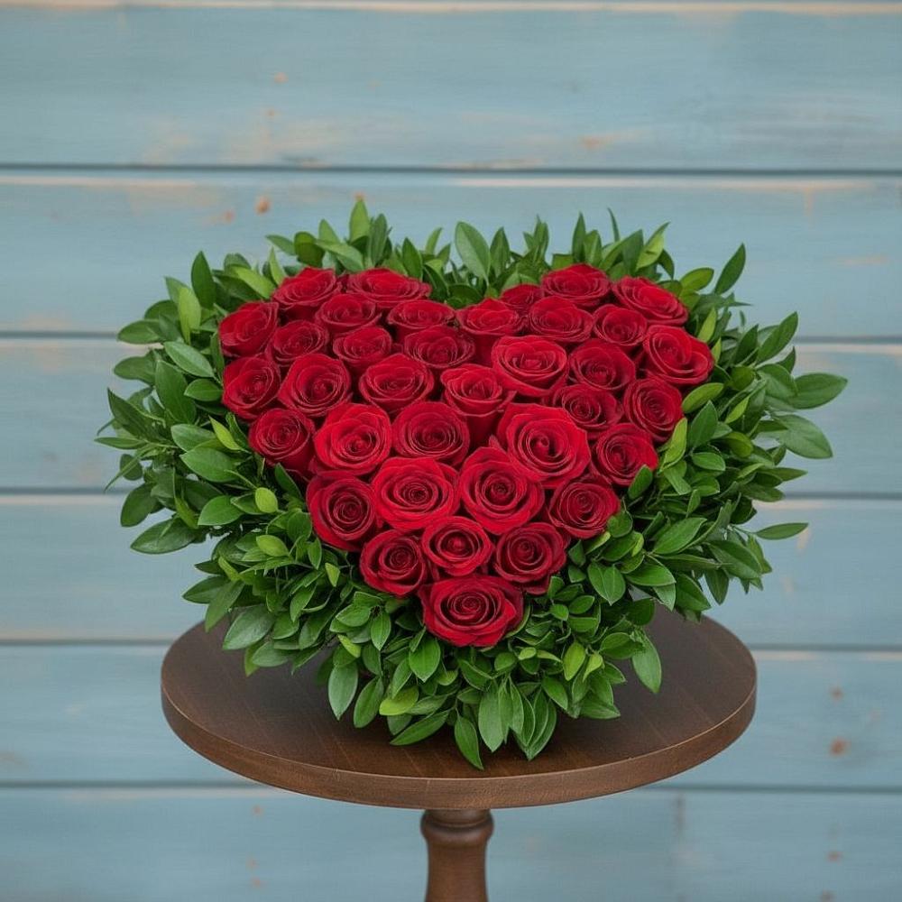 Цветочная композиция из Розы в виде сердца в Губдене