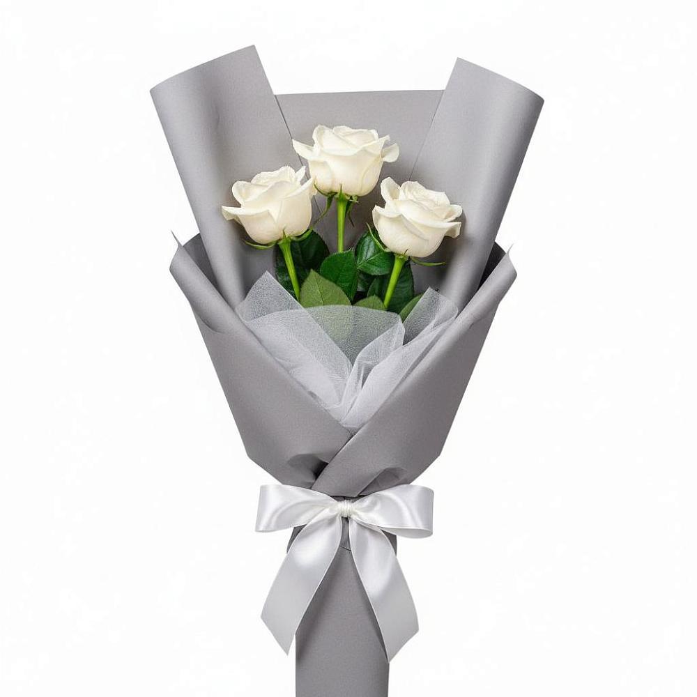 Букет 3 белые розы в Губдене