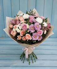 Букет цветов из:  Хризантемы, Розы и Альстромерии в Губдене