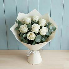 Букет Белые розы в Эвкалипте #REPLACE_PRED# Губдене