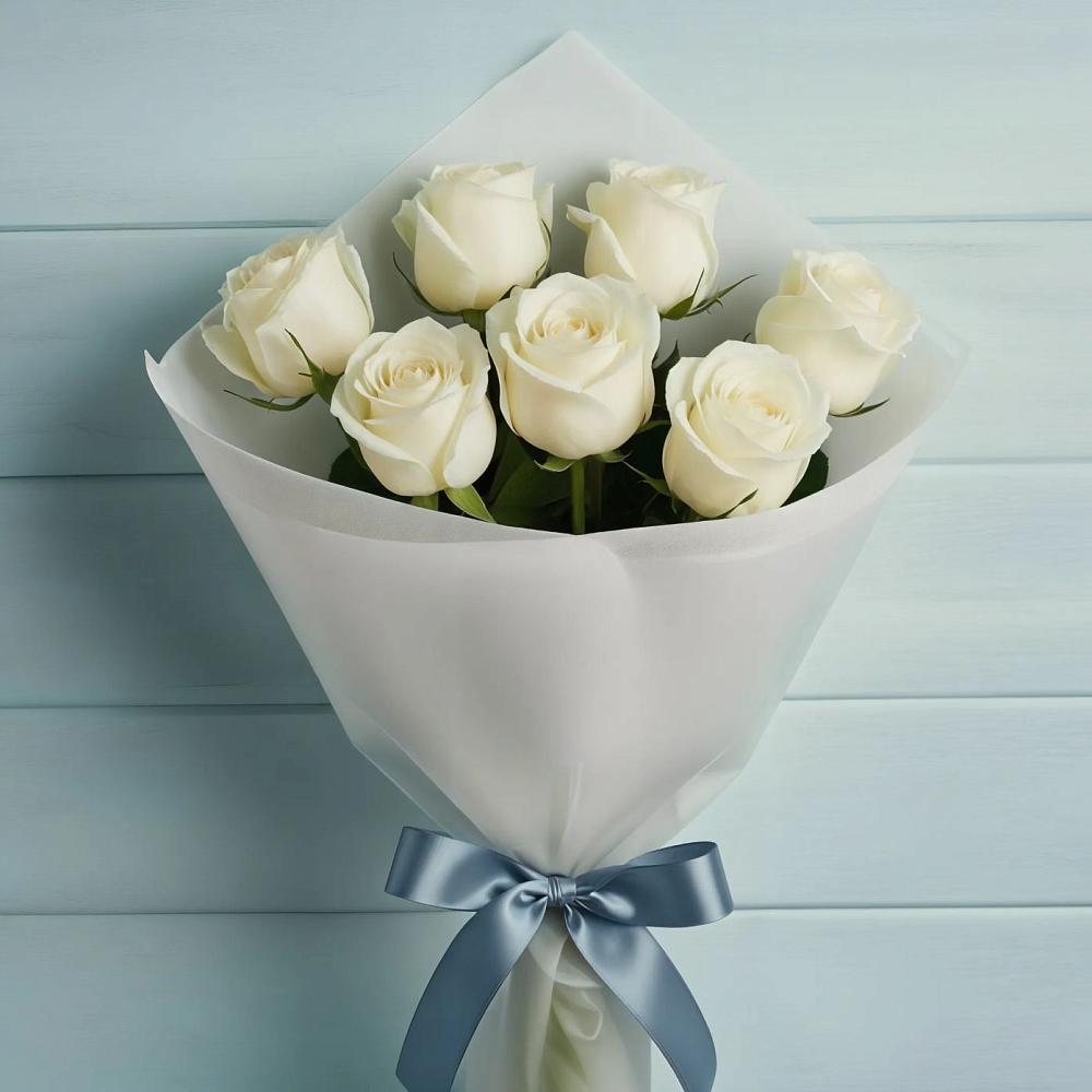 Букет 7 Белых роз Эдлесс Лав в Губдене